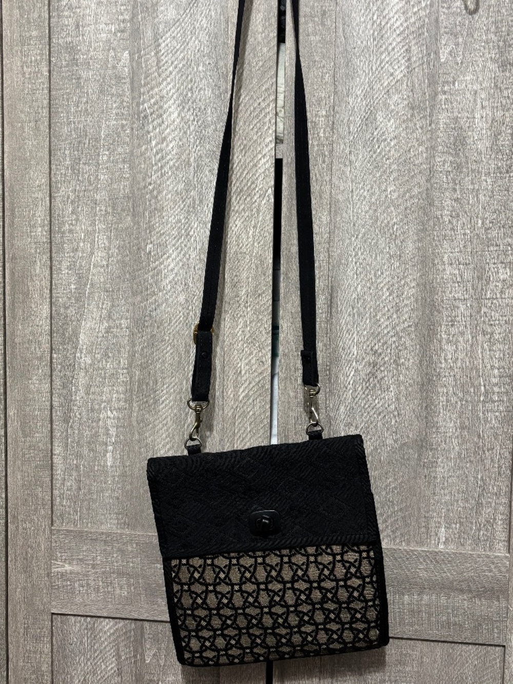Danny K Tapestry Black and Beige crossbody Multi Purse